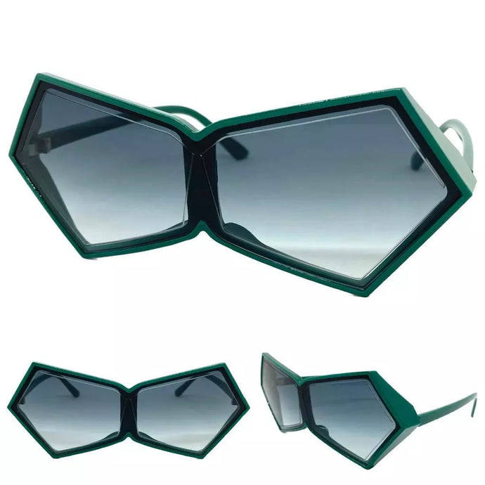 Exaggerated Modern Retro Futuristic Style SUNGLASSES Funky Teal Frame 2175