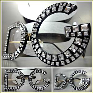 Unique Bedazzled Crystal Embellished Clear Lens Glasses