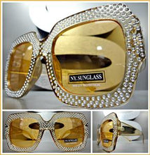 Oversized Sparkling Bling Square Sunglasses- Brown Transparent Frame