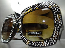 Oversized Sparkling Bling Square Sunglasses- Tortoise