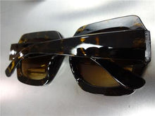Oversized Sparkling Bling Square Sunglasses- Tortoise