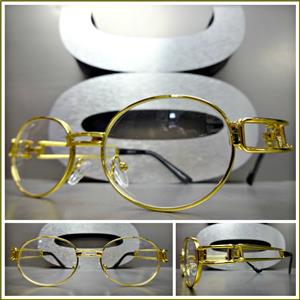 Retro Oval Frame Clear Lens Glasses- Gold Frame