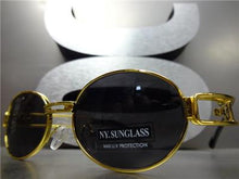 Retro Oval Frame Sunglasses- Gold Frame/ Black Lens