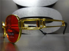 Retro Oval Frame Sunglasses- Gold Frame/ Red Lens