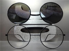 Old School Round Flip Up Sunglasses- Black Frame/ Rainbow Lens