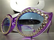 Unique Lip Shaped Cat Eye Sunglasses- Transparent Purple Frame