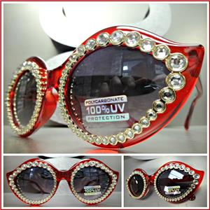 Unique Lip Shaped Cat Eye Sunglasses- Red Frame