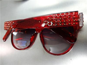 Studded & Bling Embellished Sunglasses- Red Frame