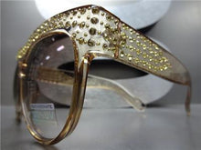 Studded & Bling Embellished Sunglasses- Beige Frame
