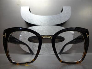 Classy Cat Eye Clear Lens Glasses- Black & Tortoise Frame