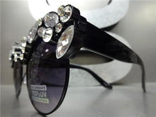 Luxe Exaggerated Bling Sunglasses- Black Frame