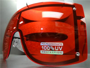 Oversized Visor/ Shield Style Sunglasses- Red Lens