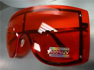 Oversized Visor/ Shield Style Sunglasses- Red Lens