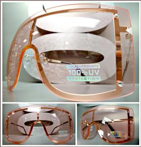 Oversized Visor/ Shield Style Sunglasses- Pink Lens
