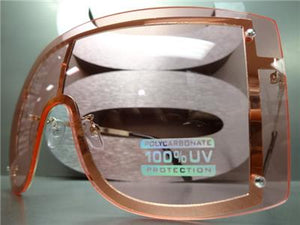 Oversized Visor/ Shield Style Sunglasses- Pink Lens