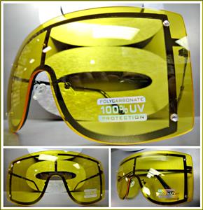 Oversized Visor/ Shield Style Sunglasses- Huge Yellow Lens