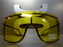 Oversized Visor/ Shield Style Sunglasses- Huge Yellow Lens