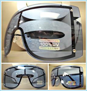 Oversized Visor/ Shield Style Sunglasses- Blue Lens