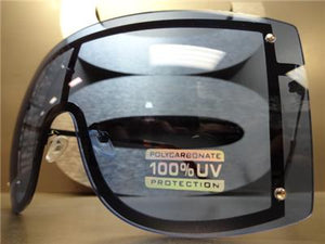 Oversized Visor/ Shield Style Sunglasses- Blue Lens