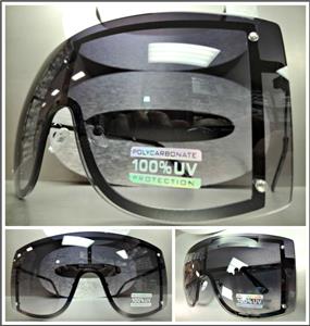 Oversized Visor/ Shield Style Sunglasses- Black Ombre Lens