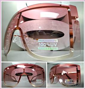 Oversized Visor/ Shield Style Sunglasses- Rose Ombre Lens