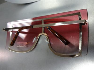 Oversized Visor/ Shield Style Sunglasses- Rose Ombre Lens