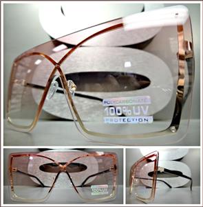 Shield Style Gold Frame Sunglasses- Pink Ombre Lens