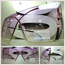 Shield Style Gold Frame Sunglasses- Purple Ombre Lens