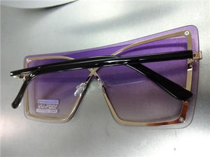 Shield Style Gold Frame Sunglasses- Purple Ombre Lens