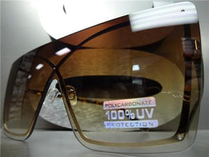 Shield Style Gold Frame Sunglasses- Honey Ombre Lens