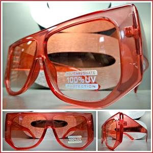 Rectangular Shape Flat Top Sunglasses- Red Frame