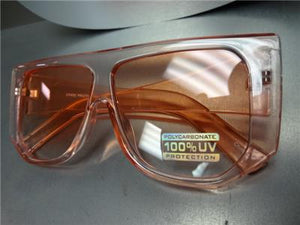 Rectangular Shape Flat Top Sunglasses- Pink Frame