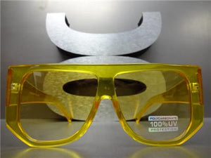 Rectangular Shape Flat Top Sunglasses- Yellow Frame