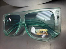 Rectangular Shape Flat Top Sunglasses- Aqua Frame