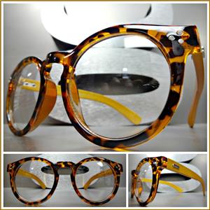 Classic Round Wooden Clear Lens Glasses- Tortoise Frame