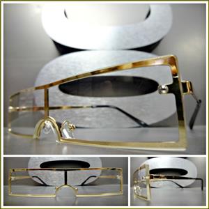Futuristic Cyclops Thin Frame Clear Lens Glasses- Gold Frame