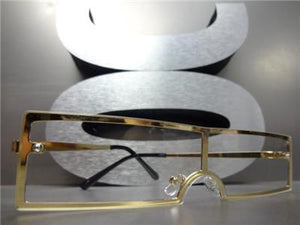 Futuristic Cyclops Thin Frame Clear Lens Glasses- Gold Frame