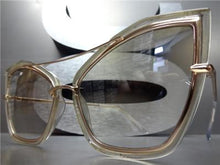 Clear Transparent Cat Eye Slight Tint Glasses- Rose Gold Frame