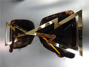 Exotic Zig Zag Design Sunglasses- Tortoise/ Gold