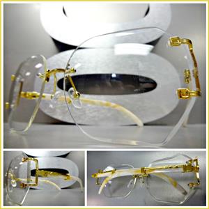 Vintage Style Clear Lens Glasses- Gold/ Marble Temples