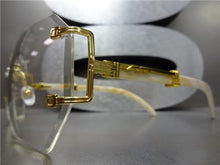 Vintage Style Clear Lens Glasses- Gold/ Marble Temples