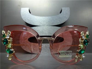 Classy Bling Cat Eye Sunglasses- Pink Frame