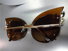 Classy Bling Cat Eye Sunglasses- Brown Frame