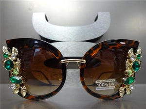 Classy Bling Cat Eye Sunglasses- Tortoise Frame