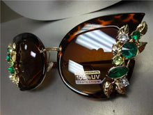 Classy Bling Cat Eye Sunglasses- Tortoise Frame