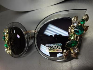 Classy Bling Cat Eye Sunglasses- Gray Transparent Frame