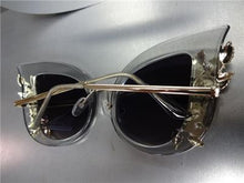 Classy Bling Cat Eye Sunglasses- Gray Transparent Frame