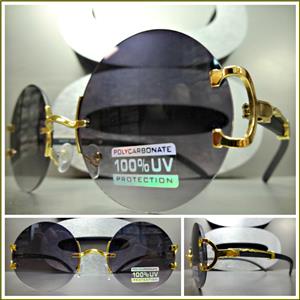 Elegant Round Shape Wooden Sunglasses- Black Lens