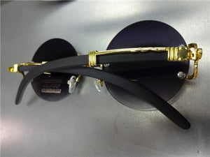 Elegant Round Shape Wooden Sunglasses- Black Lens