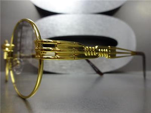 Vintage Oval Clear Lens Glasses- Slight Tint/ Gold Frame